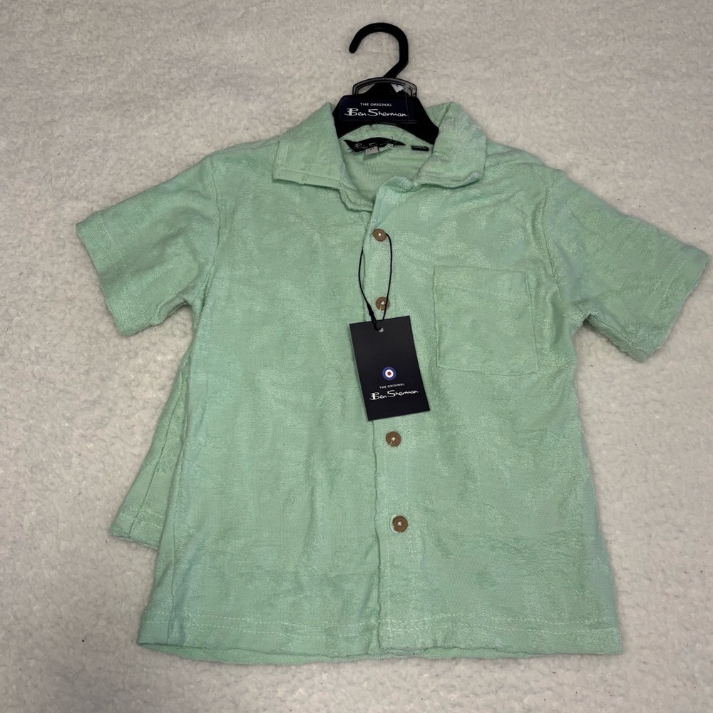 Ben Sherman Boys Green Terry Towel 2 piece Cabanna Set